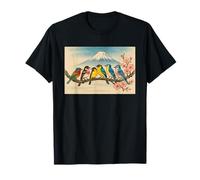 Oiseaux colorés sur branche fleur de cerisier style japonais Bird Watcher T-Shirt