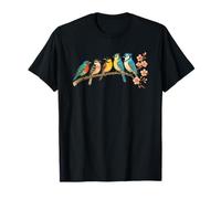 Oiseaux colorés sur branche fleur de cerisier style japonais Bird Watcher T-Shirt