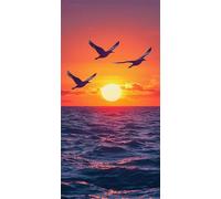 Oiseaux Coucher de soleil Diamond Painting Adulte, Diamond Painting Enfant Débutants, Loisirs Créatifs Adultes,5D DIY Broderie Diamant Kit Complet, Décoration Cadeau Murale de la Maison 80x160cm N-644