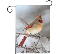 Oiseaux De Noël Cardinaux Dans Un Arbre Enneigé En Hiver, Faune Sauvage Saisonnière Bannière Décoratif Drapeau Couleurs Vives Drapeaux Pour Vacances Maison Porche 30X45Cm