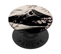 Oiseaux du Japon Art Fleurs de Cerisier Asiatique Scénique Mont Fuji PopSockets PopGrip Adhésif