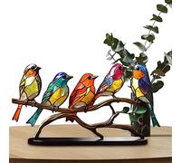 Oiseaux en vitrail, sculpture d'oiseau en métal, décoration de bureau, figurine d'oiseaux, décoration de table, statue de colibri, décoration d'oiseau coloré de style moderne pour armoires, bureaux et