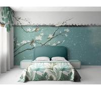 Oiseaux Floraux Dessinés À La Main Scène Hivernale Enneigée Papier Peint 3D Installation Facile Intissé Tapisserie Bureau Salon Canapé Chambre Décoration Murale-300cm×210cm