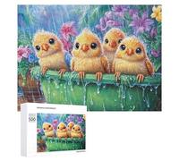 Oiseaux Fluffy à l'abri de la Pluie Puzzle 500 Pièces pour Adultes Session Puzzle Exercice du Cerveau Cadeau pour Passionnés 500 PCS