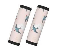 Oiseaux hirondelles avec des cœurs, Lot de 2 protections pour poignées de valise, housses de poignée souples et confortables, étiquette à bagages