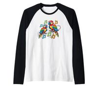 Oiseaux Jouant avec des Notes de Musique perroquets Partition Manche Raglan