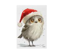 Oiseaux mignons portant un chapeau de Noël, drapeaux de jardin, impression double face, petites bannières de décoration saisonnière pour pelouse, ferme, terres agricoles, 71 x 101 cm