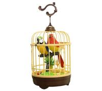 Oiseaux, oiseau parlant, dispositif de sons d'oiseaux réalistes activés par le son et le mouvement dans la cage, 3 remplacements de châssis et perroquet parlant à piles avec bec mobile pour chambre