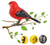 Oiseaux réalistes - Jouet interactif électrique | Oiseau contrôlé par la lumière et le son | 13,5 x 9 cm, oiseaux réalistes faisant des sons, ornements d'arbre pour la maison et le jardin, fournitures