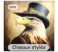 Oiseaux Stylés Calendrier mural carré 2026 30 x 60 cm (ouvert)) Calendrier double avec une page pour vos prises de notes