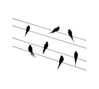 Oiseaux sur un fil Sticker mural Oiseaux Décoration murale Volée d'oiseaux Sticker mural pour salon Familles Autocollant en vinyle-S-28x57cm-Black
