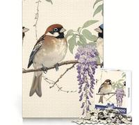 Oiseaux sur Une Branche avec glycine Puzzle de 1000 pièces pour Adultes Activité relaxante et logique Assemblage précis Idée Cadeau pour Les fêtes (38x52cm)