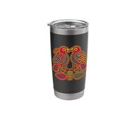 Oiseaux tribaux colorés Guna Mola Art Design traditionnel Gobelet isotherme en acier inoxydable double paroi