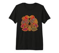 Oiseaux Tribaux colorés Guna Mola Art Design Traditionnel T-Shirt Haut de Gamme