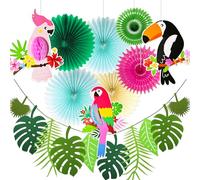 oiseaux tropicaux en nid d'abeille en papier découpé bannière de feuilles de palmier en nid d'abeille pour perroquet hawaiian beach luau party hanging decorations tiki bar supplies