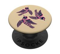 Oiseaux Volants supérieurs Mignons et Inspirants - Rose et Bleu PopSockets PopGrip Adhésif