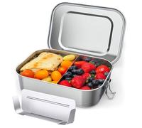 OITUGG Lunch Box Inox - 1400ml Lunch Box pour Adulte, avec Séparateur Amovible, Conçu avec Boucles Pression, 20 x 14 x 6.6 cm