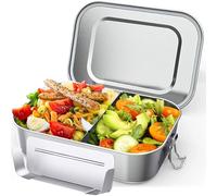 OITUGG Lunch Box Inox - 2400ml Lunch Box pour Adulte, avec 1 pièce séparateur amovible, Conçu avec boucles à pression et anneau en silicone à l'intérieur du couvercle, 24 x17 x7.7cm