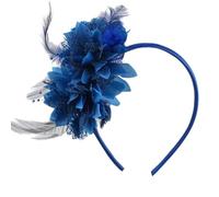 OIUUBBII Serre-tête bibi et perles pour femme - Élégant bandeau pour mariage, cocktail, course royale - Accessoire de cheveux pour robe (bleu, 1 taille)