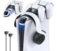 OIVO Chargeur Manette PS5, Station de Charge Playstation 5 Rapide avec USB Tactile, Double Chargeur P5 avec Support Casque(Uniquement pour la Console PS5 2020)