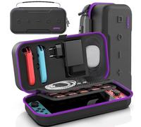 OIVO Étui Rigide pour Nintendo Switch & Switch OLED, Étui de Transport Nintendo Switch pour Joycon et Adaptateurs Hardcase Protection Switch Suitcase avec 20 Emplacement pour Carte, Violette