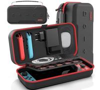 OIVO Étui Rigide pour Nintendo Switch & Switch OLED, Housse de Transport pour Joycon et Adaptateurs Hardcase Protection Switch, Coque de Rangement avec Accessoires pour Game Boy, Rouge