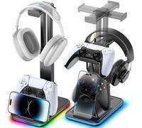 OIVO VGA DESIGN Porte-Manette Double Support Casque Gamer 3-en-1 360° Compatible PS5 Xbox Switch avec RGB