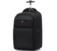 OIWAS Sac à dos à roulettes pour homme et femme - Bagage de voyage à roulettes pour ordinateur portable - Noir, Noir, 17,3 pouces décontracté