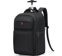 OIWAS Sac à dos à roulettes pour ordinateur portable de 15,6" avec roulettes, sac à dos à roulettes pour ordinateur portable de 15,6", Noir A, 17", Classique
