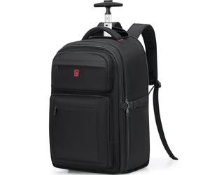 OIWAS Sac à dos à roulettes pour ordinateur portable de 15,6" avec roulettes, sac à dos à roulettes pour ordinateur portable de 15,6", Noir A, 17", Classique