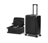 OIWAS Valise à Main avec Serrure TSA, Valise Rigide à Carreaux avec 8 Roues pivotantes, Valise à roulettes légère pour Vacances, Voyages d'affaires, Noir, 10.4 x 16.8 x 26.1 inches, Valise Rigide de
