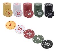 OIXEYA 100pcs Jetons de Poker, Poker Chips avec Valeurs Nominales, Accessoires de Fête pour Soirées de Jeux, pour Poker, Blackjack et Jeux de