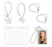 OIXEYA 2 Acryl Kpop Photocard Holder Carte de crédit avec Boucle à Ressort, 3 Pouces Carte de Banque Id Carte de Bus Carte d'étudiant Carte de raccordement de clé Clip d'insigne pour Les Enfants