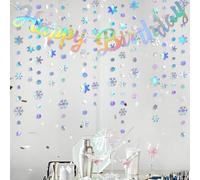 OIXEYA 2PCS Happy Birthday Neiges Banner DéCorations De BannièRes de Flocons de Neige, DéCorations ScèNes de NoëL, FêTes NoëL, FêTes d'anniversaire d'enfants, DéCorations sur Le ThèMe