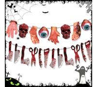 OIXEYA 2X Guirlande de Couteaux Sanglant pour Halloween Décoration, Suspendue Ensanglanté Couteaux Torture, pour Fête Soirée Zombie pour Maison