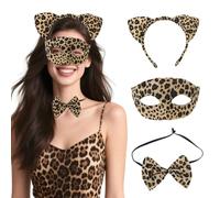 OIXEYA 3 Pièces Kit de Masque Catwoman, Masque Halloween Femme Sexy pour Masque Catwoman Femme Masque Cuir Pu Halloween pour Masquerade Halloween Christmas Costume Party Night Club