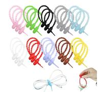 OIXEYA 30 Pièces Silicone Cable Ties, Attache Cable, Silicone Colorées Attaches de Sac en Silicone Coloré Silicone, Cravate Torsadée en Caoutchouc RéUtilisable, Attaches en Silicone Tout Usage