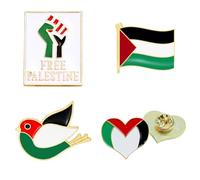 OIXEYA 4 PCS Palestine Pin, Broches de Drapeaux Nationaux Palestiniens pour Femmes et Hommes, Badge de Revers en émail pour Les Pacifistes Patriotes et Les Musulmans Décoration Intérieure Extérieure,B