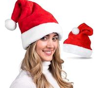 OIXEYA Bonnet de Noël Unisexe Adulte, Chapeau en Velours de Luxe, Classique Bonnet de Père Noël, Décoration pour Noel Party, 30cm x 40cm
