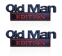 OIXEYA Emblème de Voiture édition Old Man, 2PCS Emblème de Voiture Old Man Edition, 3D Emblem Sticker Badge, Autocollant 3D en métal, pour Camion, côté ou hayon, Coffre