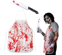 OIXEYA Halloween Tabliers Sanglants et un Couteau Ensanglanté, Tablier Ensanglante Halloween pour Hommes & Femmes - Fêtes Halloween, Zombie, Boucher, Cosplay, Déguisements, Costume