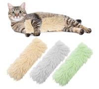 OIXEYA Lot de 3 Jouets à Chat, Peluche Interactive pour Chat et Chaton d'Appartement, Coussin Doudou avec Herbe à Chat Naturelle, Accessoire de Jeu Anti-Stress, Vert, Gris et Crème