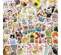 OIXEYA Lot de 62 Meme Autocollants Pour Chat, Vinyle Étanche Drôle Emoticônes Stickers Decals Pour Ordinateur Portable, iPhone, Bouteilles d'eau