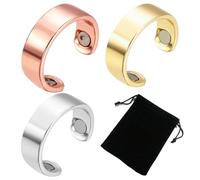 OIXYA Anneau connecté pour femme 3 pièces, bague connectée femme,anneau anti-stress, en cuivre pur à 99,99% anneau magnétique en cuivre, ouverture réglable