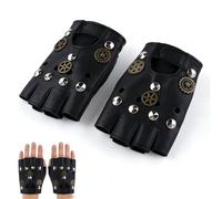 OIXYEY 1 Paire Steampunk Homme, Gants Steampunk, Sans Doigts Gothique Cosplay Accessoires Gloves Unisexe, Costumes Et Accessoires Pour Fêtes À Thème Carnaval (Noir)