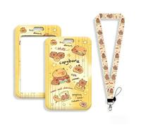 OIXYEY 1 Pièce Capybara Porte Badge Tour De Cou, Capibara Tour De Cou Badge,Strap Neck Avec Swivel Lobster Clasp,Pour Travailleur Infirmier Enseignant Étudiant(D)