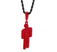 OIXYEY 1 Pièces Collier Pour Billie Eilish, Costume Jewellery Pendant With Head Model Necklace Chain Rope Hip Hop Accessories Gifts Pour Women Or Men (Rouge)