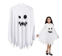OIXYEY 1 Pièces Costume Fantôme Enfant, Deguisement Halloween Fantome Enfant, With Ghost Face, Pour Boys Girls Carnival Halloween Party (Blanc,A)