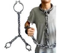 OIXYEY 1 Pièces Halloween Fake Handcuffs Plastic Prop, Accessoires Pour Prisonniers, Prison Handcuffs Ankle Cuffs Chains, Pour For Halloween Party Cosplay Decor (102Cm*16.5Cm, A)