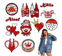 OIXYEY 12 Pièces Patch À Repasser Rouge Et Blanc Du Carnaval, Patches Stickers Ecusson À Coudre, Cool Design Broderie Patch Thermocollant, Pour Vêtements, Jeans, Vestes, Réparation Et Décoration